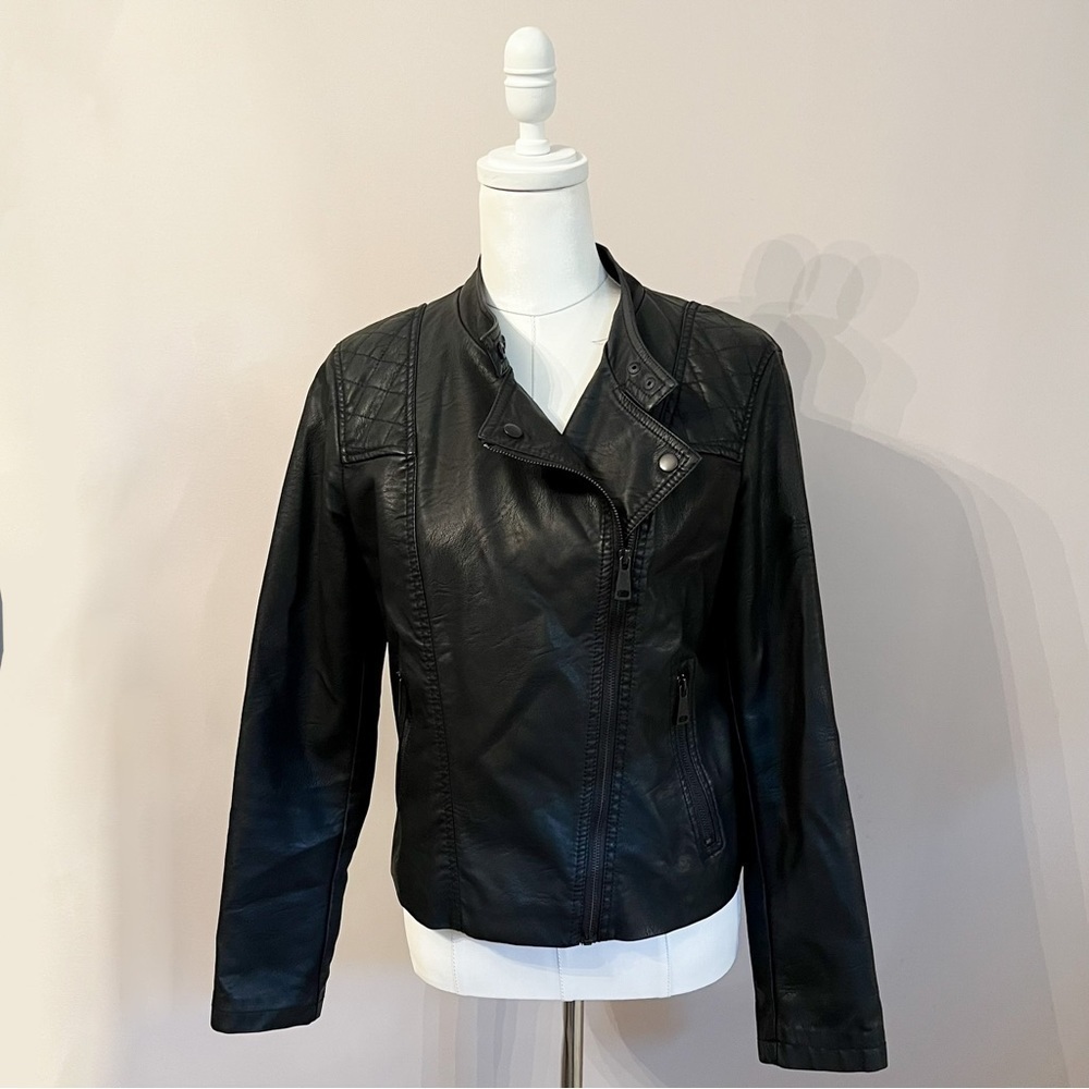 Ci Sono Vegan Leather Moto Jacket – Black – Asymmetrical Zip
